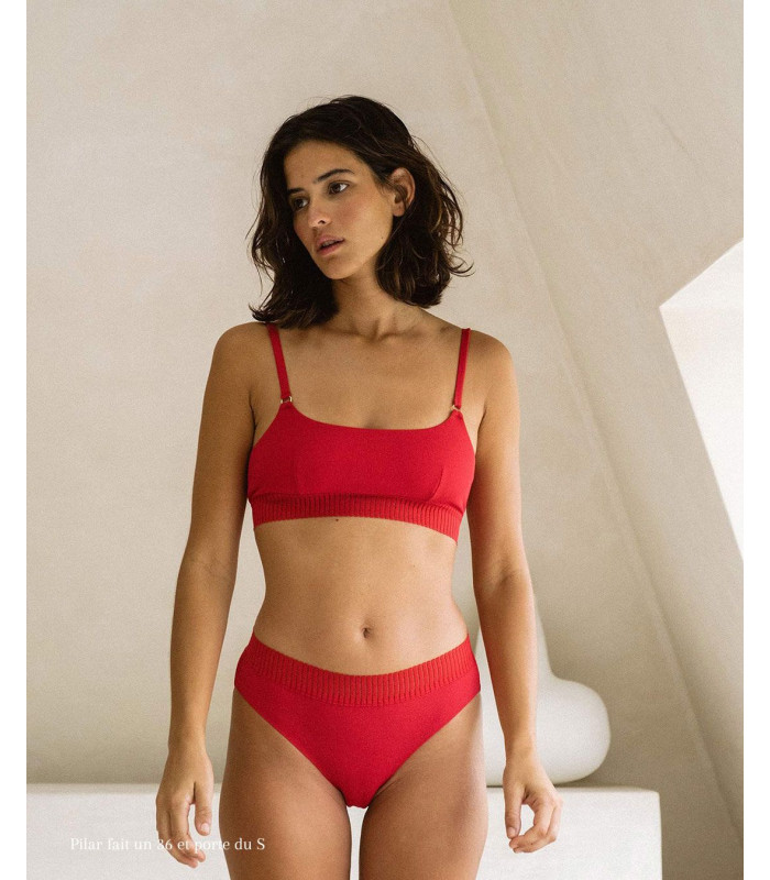 Culotte taille haute rouge top