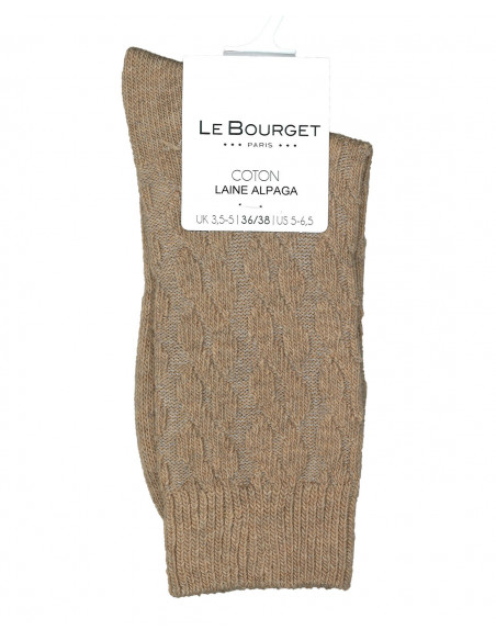 Chaussettes motif torsade en laine d'Alpaga et coton Le Bourget Paris