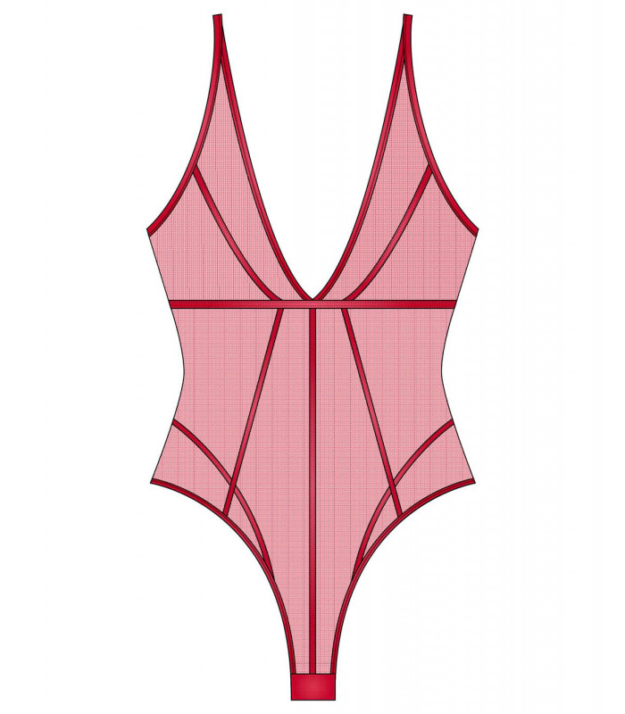 Body decolleté plongeant en tulle transparent - Scandale éco-lingerie